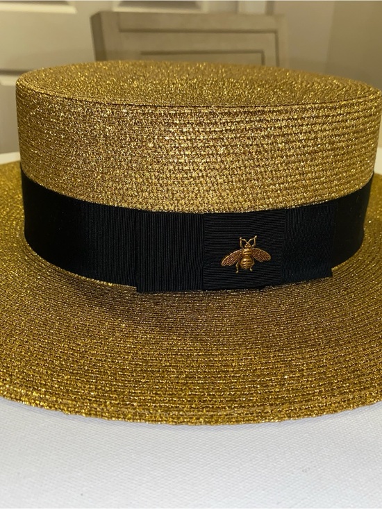 Gucci Accessories - Gucci Lame Gold Straw Hat